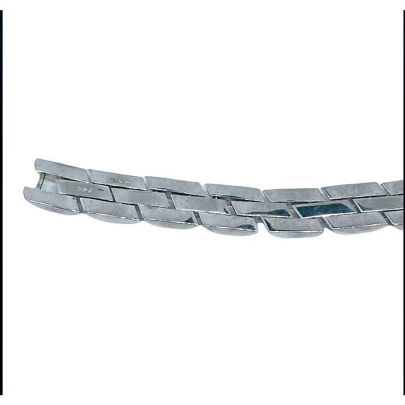 Mens Stamped .925 “Sterling” Silver Chain Link Bracelet Beautiful Substantial We - Picture 3 of 11